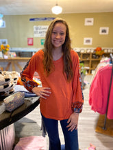 Load image into Gallery viewer, Floral Orange Knit Top
