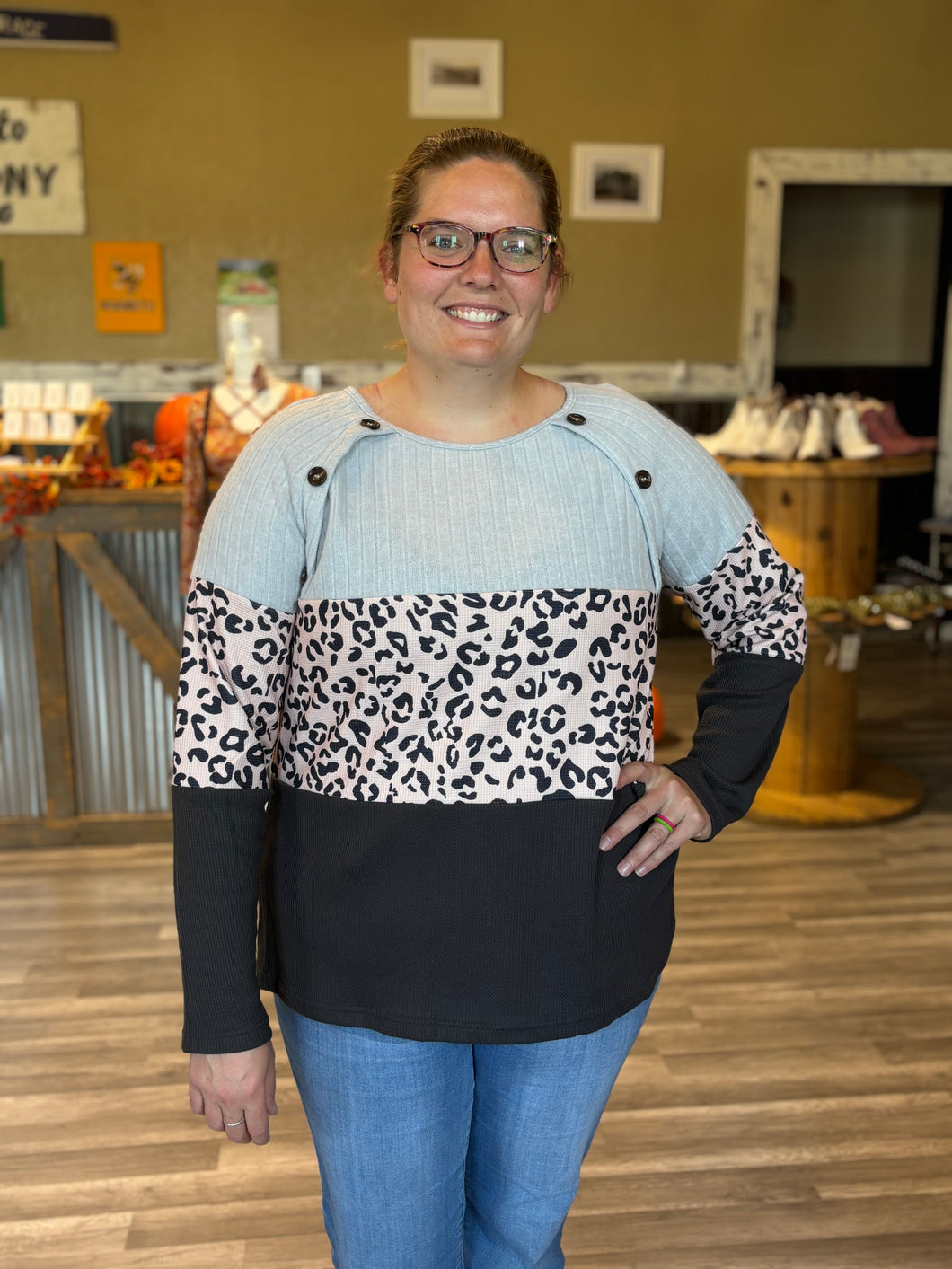 Block Leopard Top