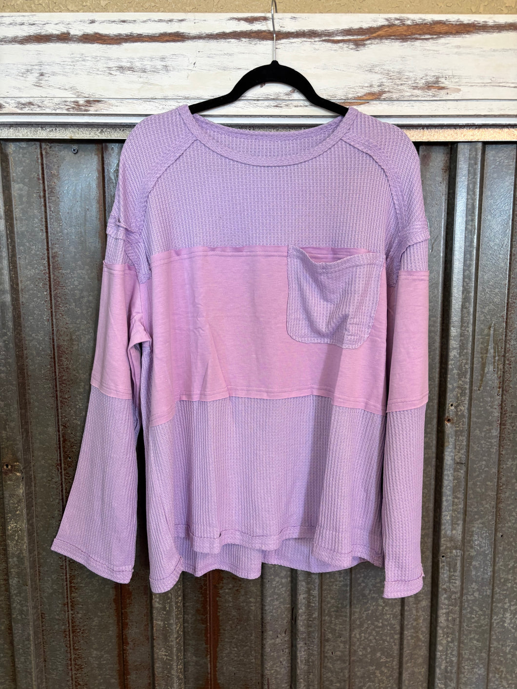 Purple Contrast Textured Top