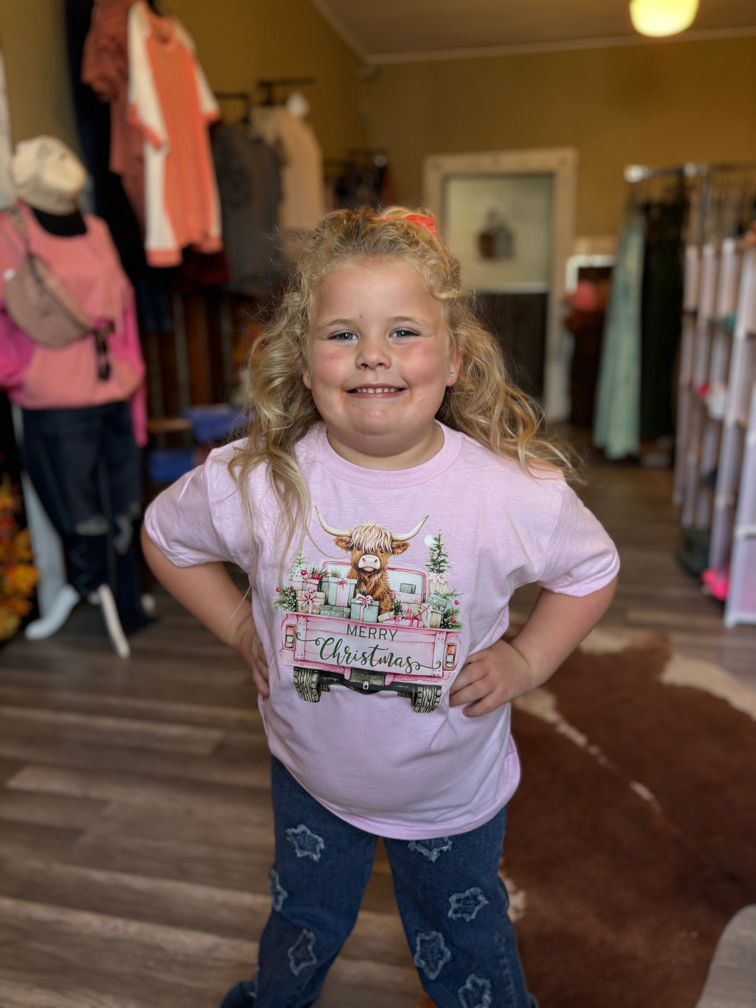 Merry Christmas Pink Cow Truck