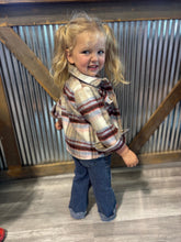 Load image into Gallery viewer, Tan &amp; Maroon Kids Shacket
