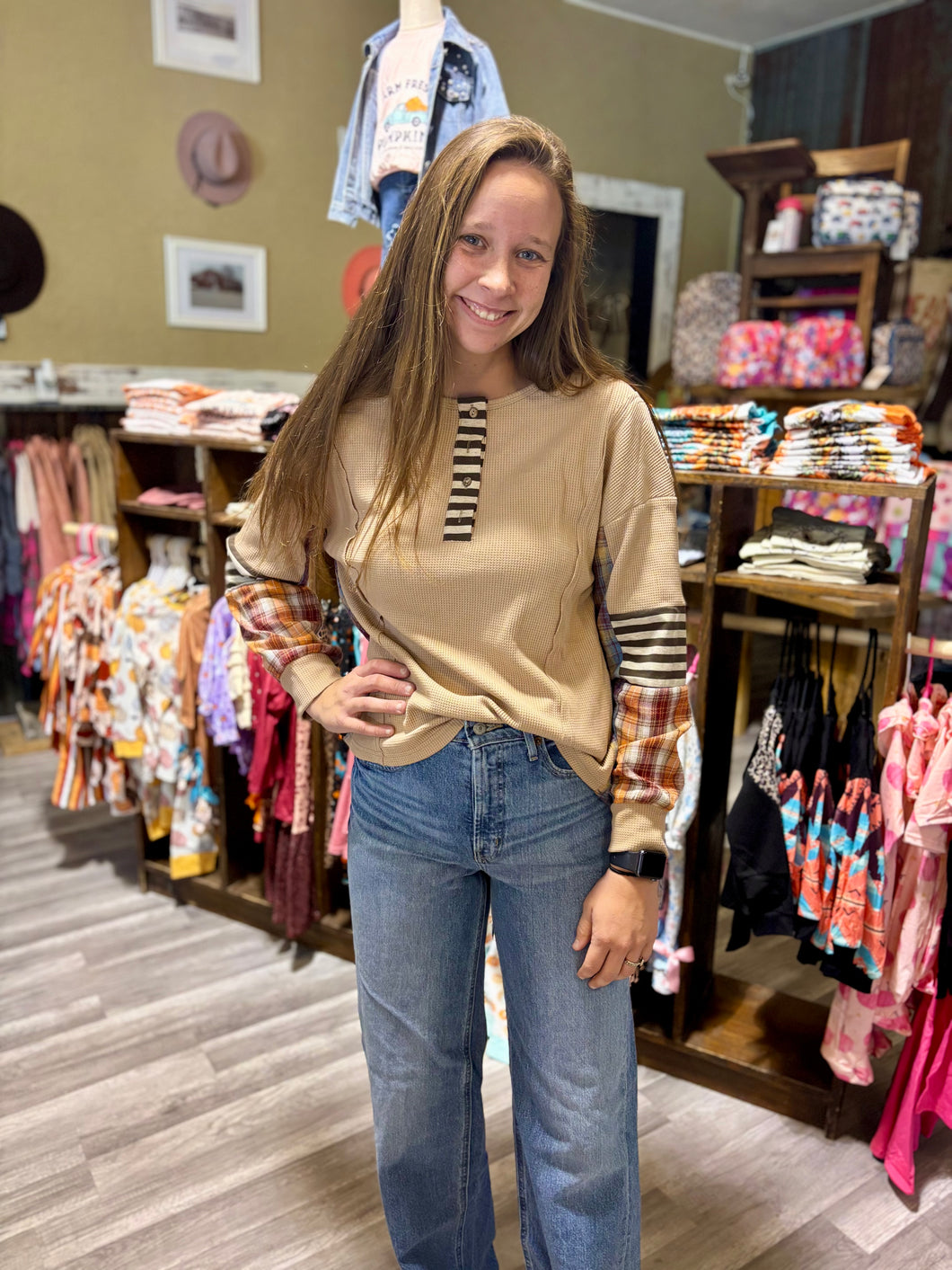 Waffle Stripe Top