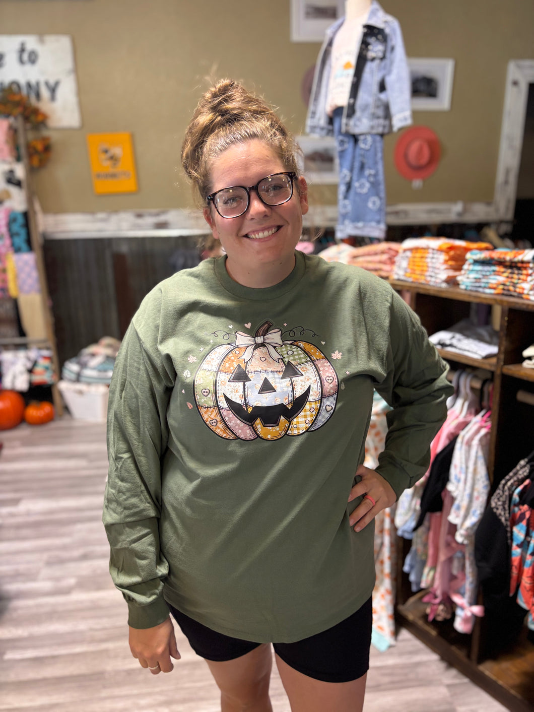 Jack-O-Lantern Patchwork Long Sleeve