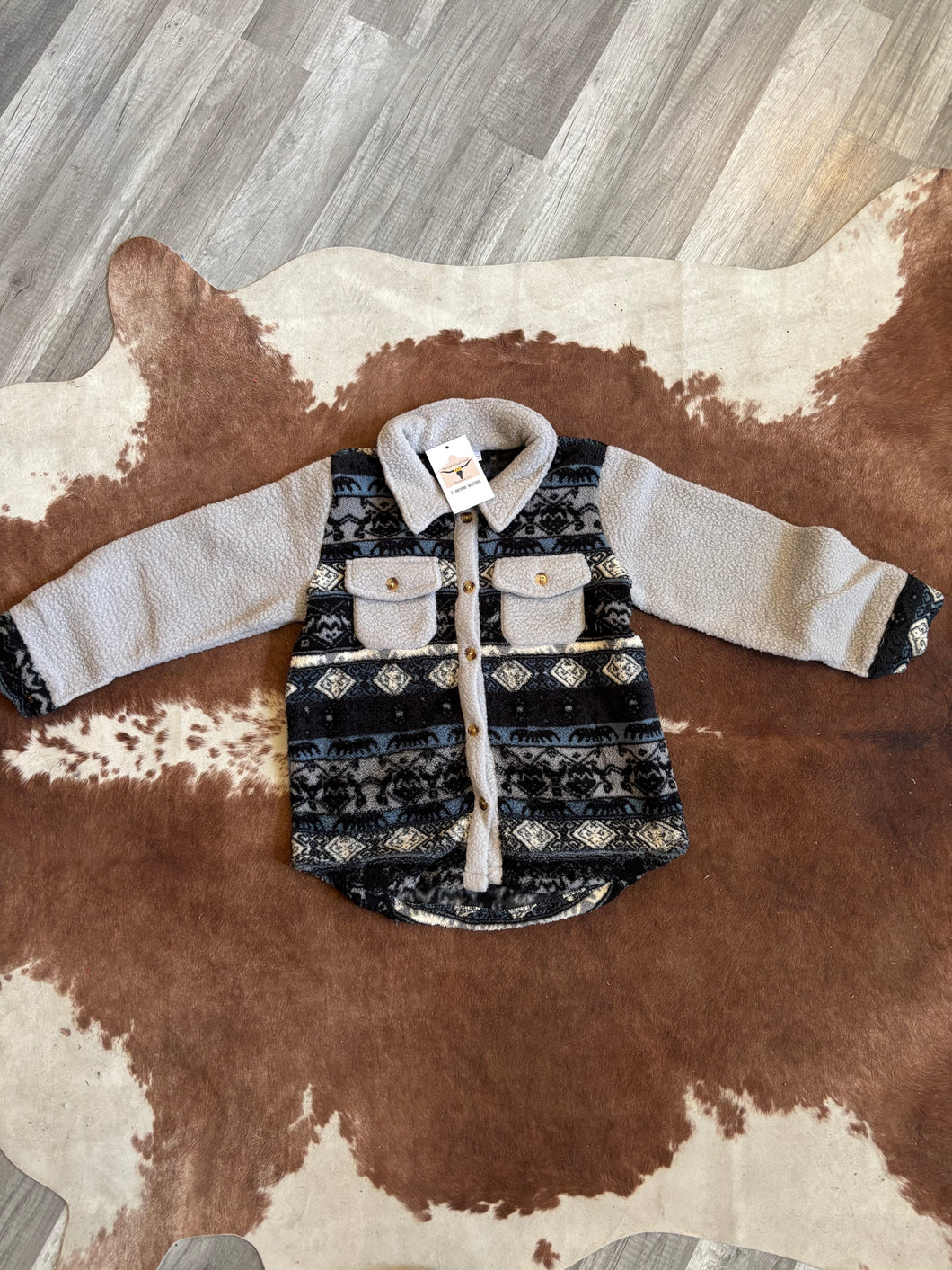 Black Aztec Kids Sherpa
