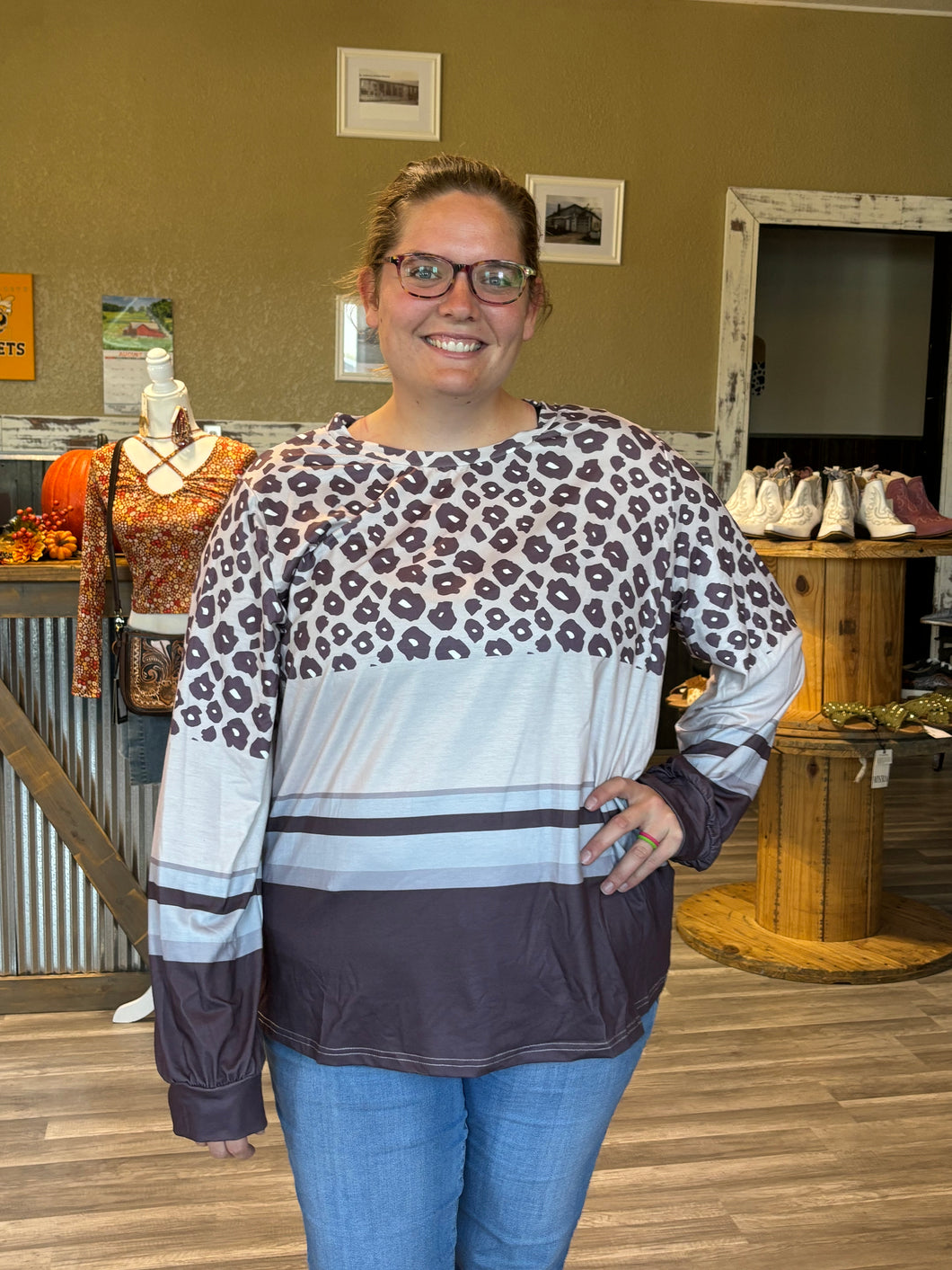 Brown Leopard Top