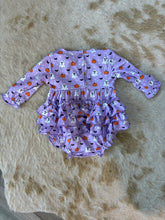 Load image into Gallery viewer, Halloween Purple Romper
