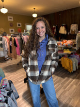 Load image into Gallery viewer, Plaid Chocolate Shacket
