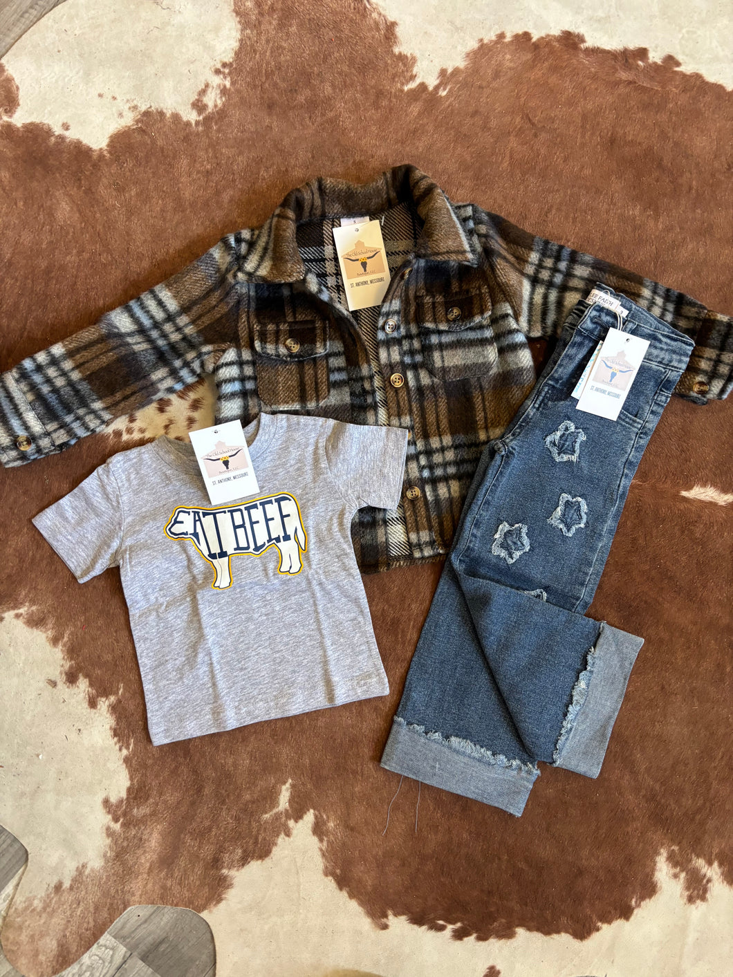 Brown Tone Kids Shacket