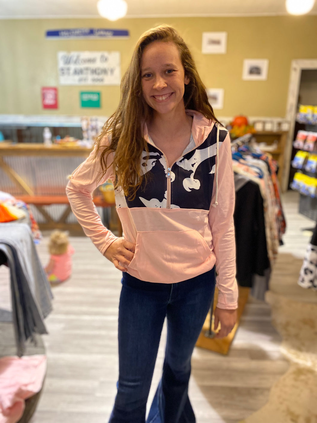 Cowprint & Pink Pullover