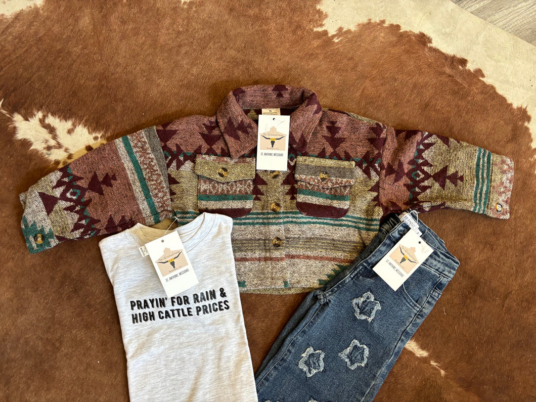 Brown Tone Kids Shacket