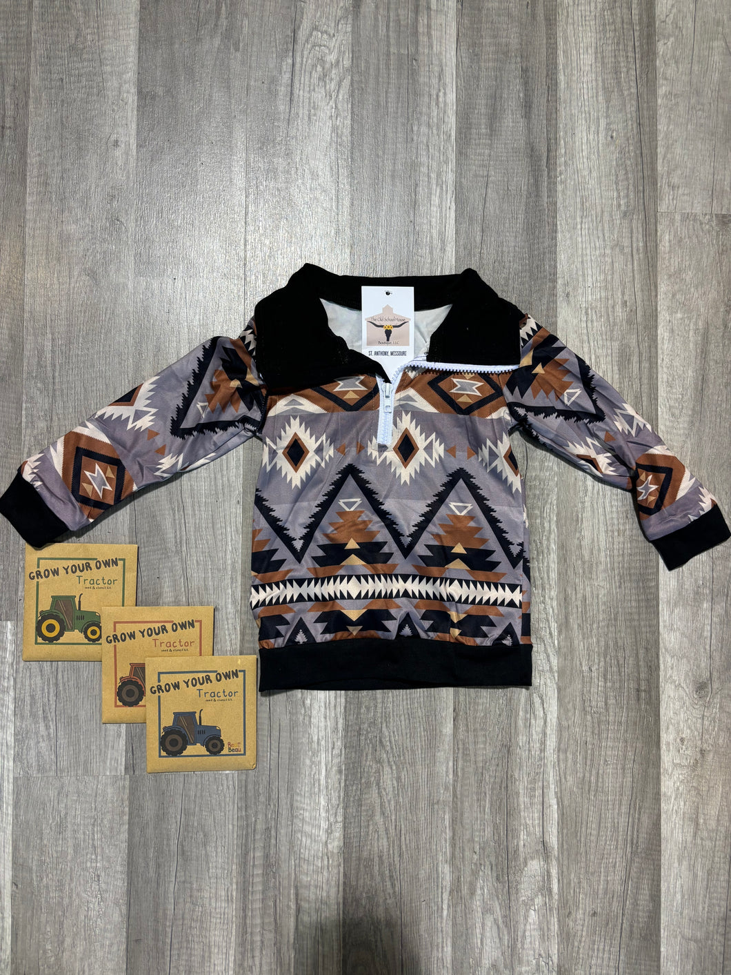 Grey Aztec Kids Pullover