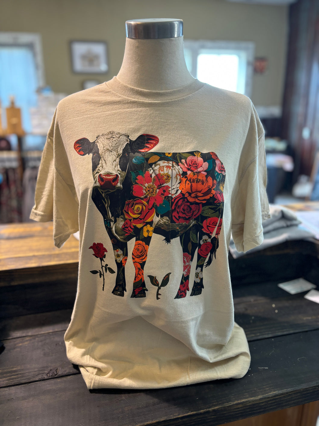 Floral Cow Tee