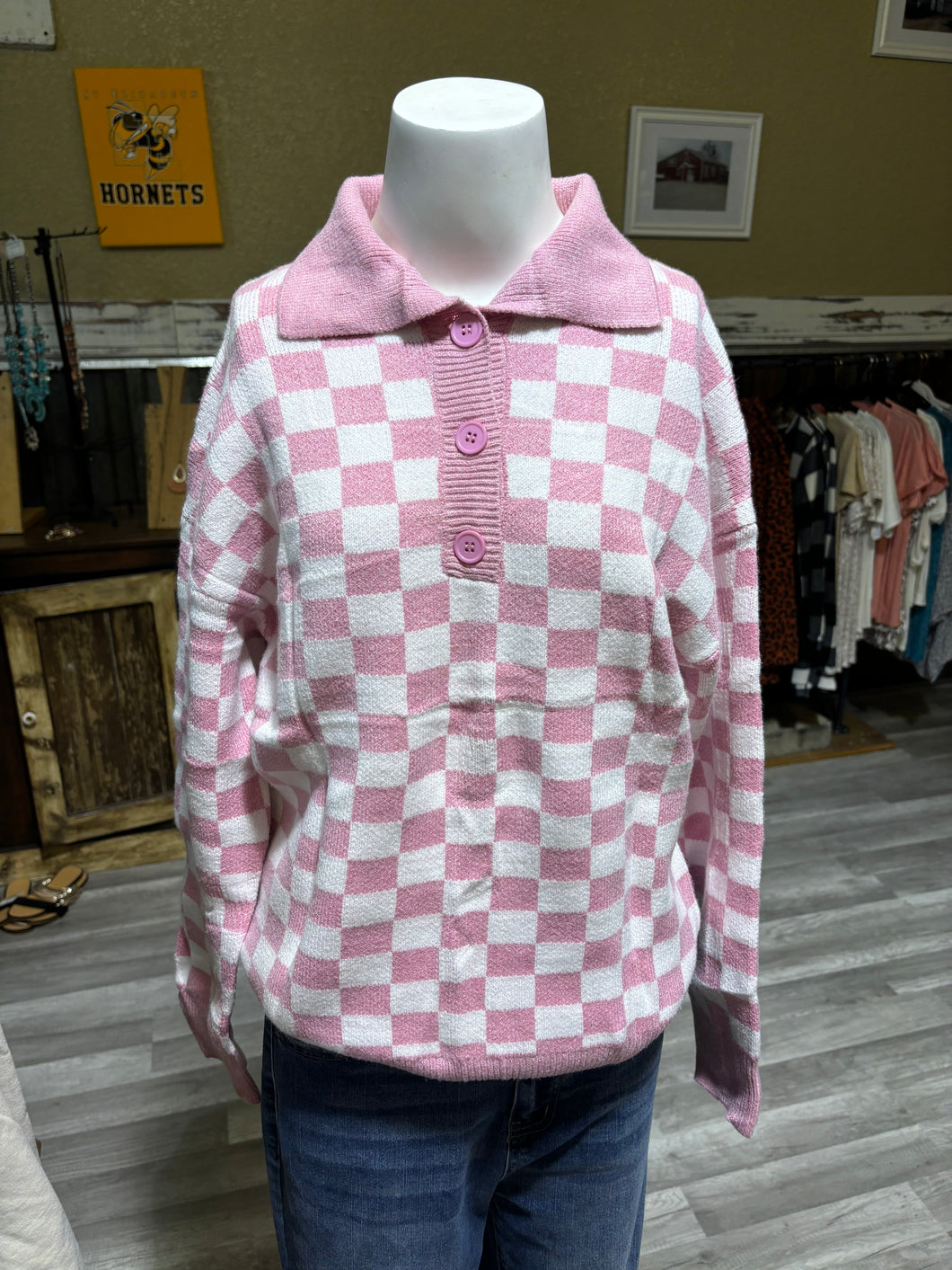 Pink Checker Top