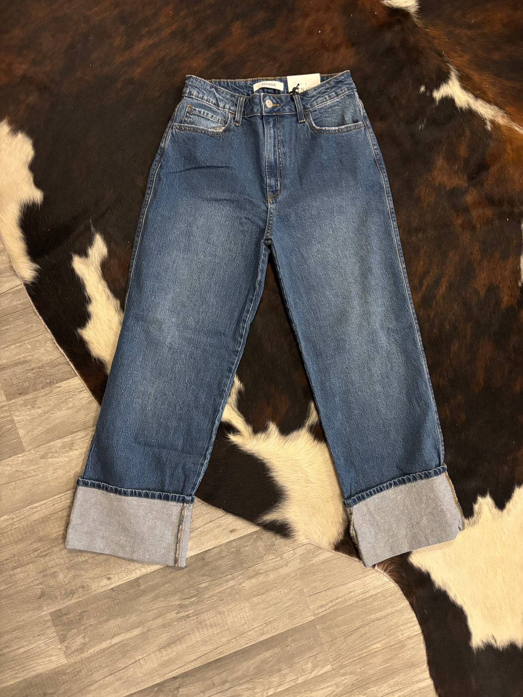 Cuffed Wide Leg Jeans