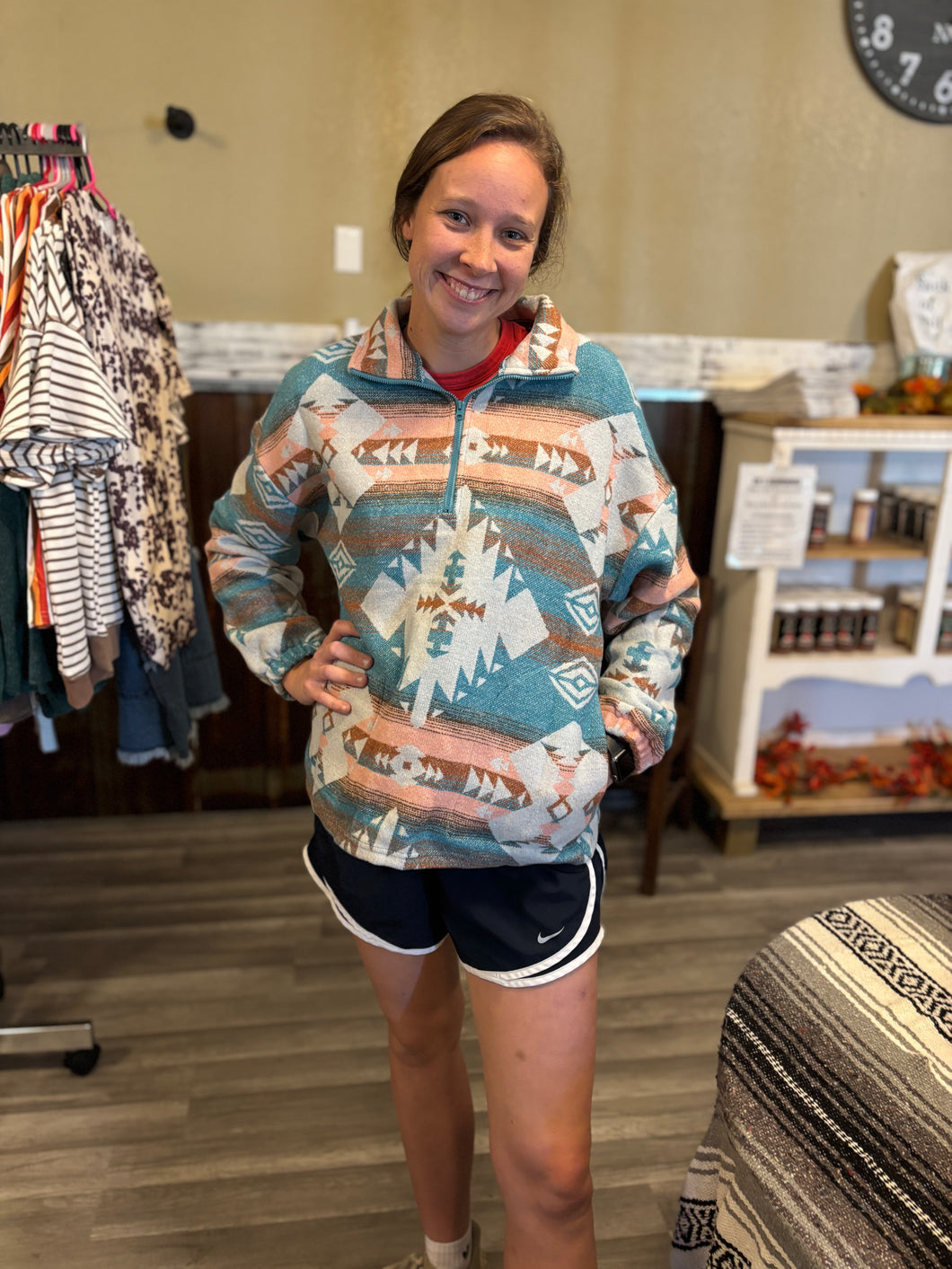 Blue Western Quarter Zip