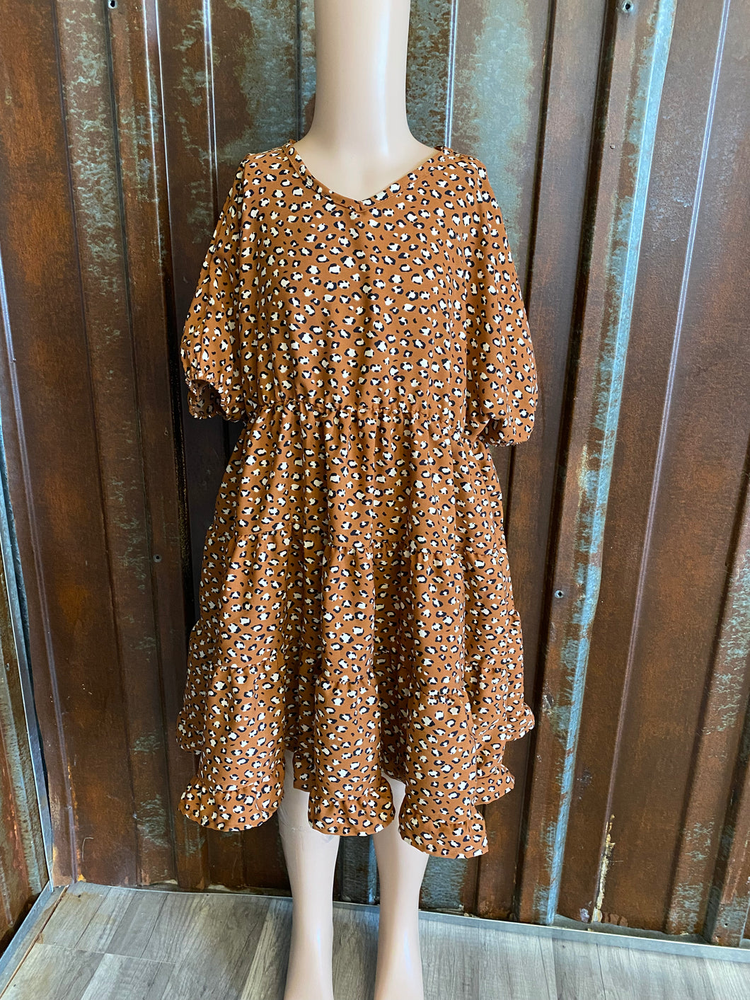 Brown Spotted Kids Dress