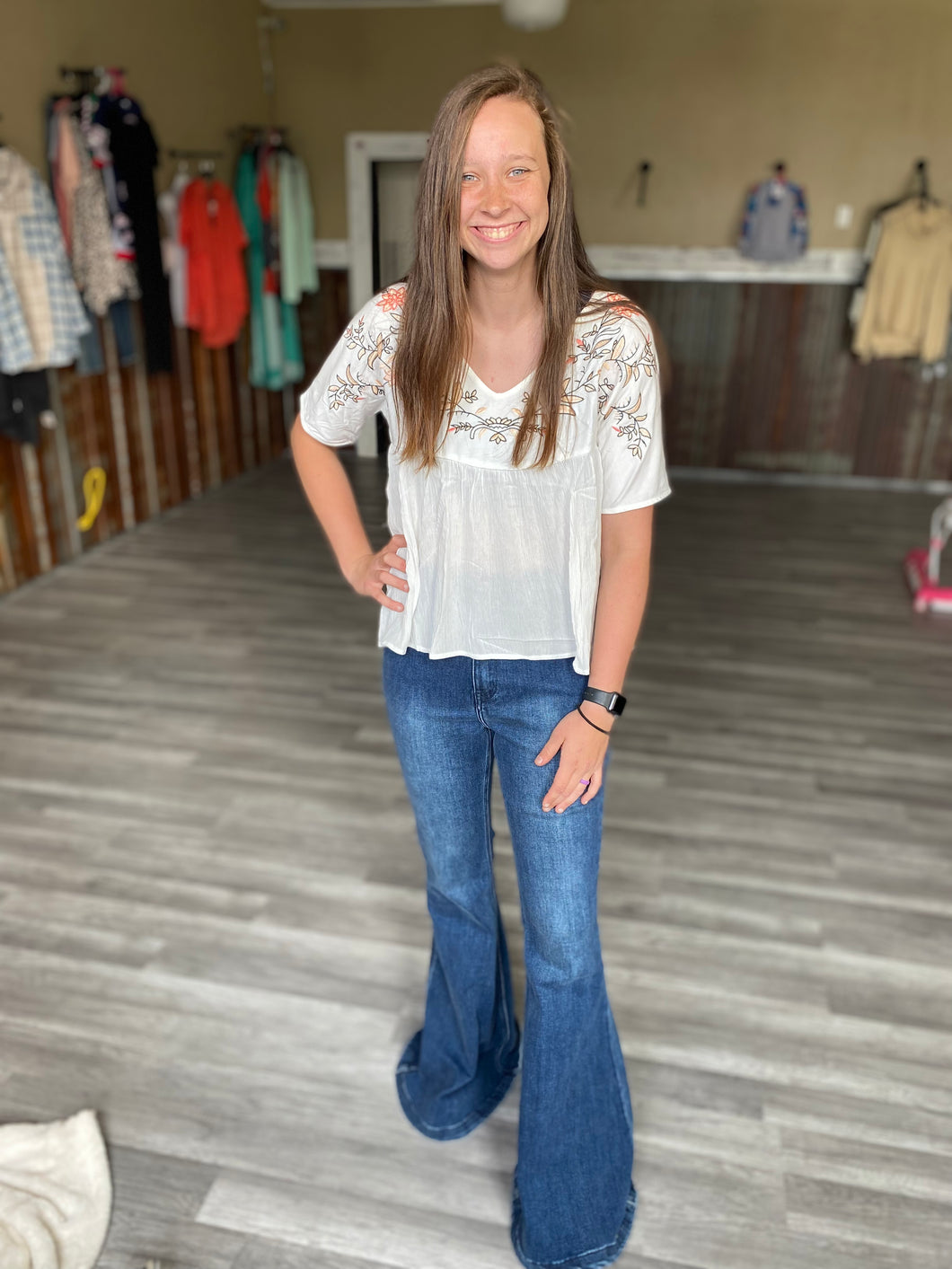 White Floral Top