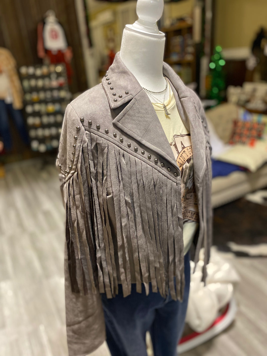 Slate Fringe Jacket